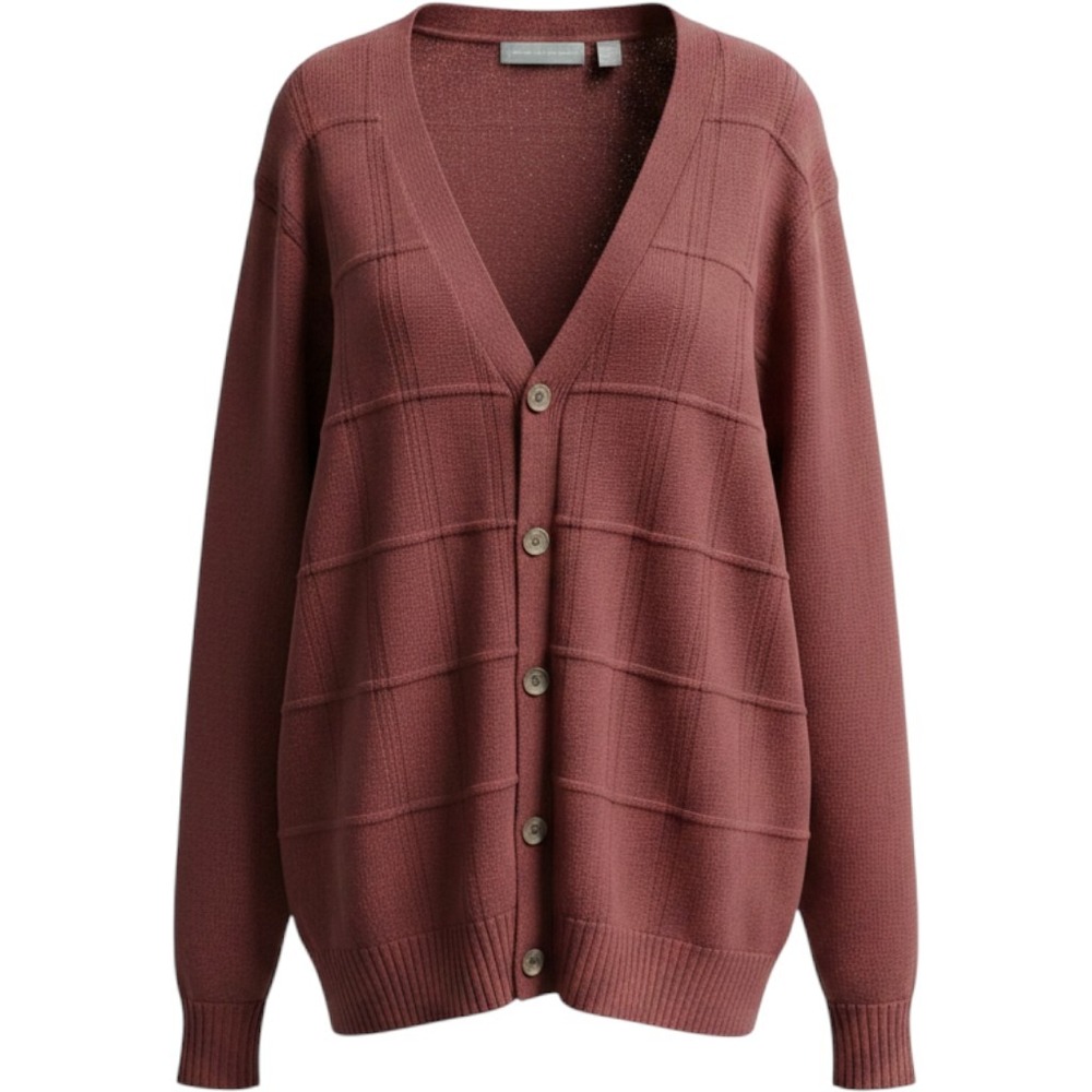 Oscar de la Renta Men Cardigan XL Burgundy Button Sweater Preppy Academia Casual